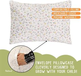 img 1 attached to 🌸 White Flower Toddler Pillow and Pillowcase Set - Ultra Soft Envelope Closure, Fits 12"x 16" Kids Bedding, Ideal for Sleeping, Travel, Crib, and Toddler Bed