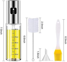 img 2 attached to 🥗 100ml Stainless Steel Olive Oil Sprayer 2-Pack with Measurements - Ideal for Salad, Baking, Frying, and BBQ - Includes Free Brush and Funnel