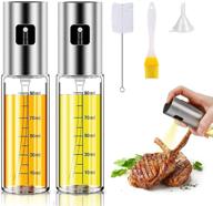 🥗 100ml stainless steel olive oil sprayer 2-pack with measurements - ideal for salad, baking, frying, and bbq - includes free brush and funnel logo