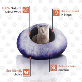 img 2 attached to 🐱 Juccini Wool Cat Cave Bed - Premium Ecofriendly Felted Cat Cave made from 100% Natural Wool - The Ultimate Comfort and Personal Space for Indoor Cats and Kittens