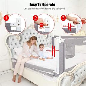 img 3 attached to 👶 Оптимальные боковые ограждения для младенцев BabyGuard для малышей - увеличенная длина и высота, настраиваемые для матрасов двойного, полного, королевского и калифорнийского размеров (с тройным ободом, идеальны для кроватей калифорнийского размера)