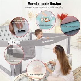 img 2 attached to 👶 Оптимальные боковые ограждения для младенцев BabyGuard для малышей - увеличенная длина и высота, настраиваемые для матрасов двойного, полного, королевского и калифорнийского размеров (с тройным ободом, идеальны для кроватей калифорнийского размера)