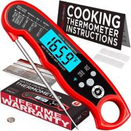 alpha grillers instant read meat thermometer - best waterproof ultra fast thermometer with backlight &amp; calibration. digital food probe for kitchen, outdoor grilling, bbq, and cooking. logo