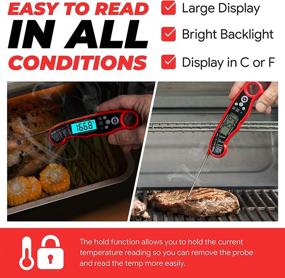 img 2 attached to Alpha Grillers Instant Read Meat Thermometer - Best Waterproof Ultra Fast Thermometer with Backlight &amp; Calibration. Digital Food Probe for Kitchen, Outdoor Grilling, BBQ, and Cooking.