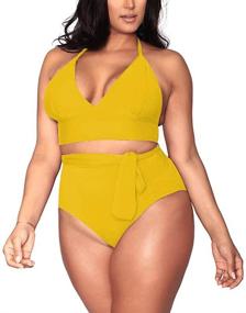 img 2 attached to Womens Pieces Swimwear Halter Swimsuits