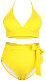 img 4 attached to Womens Pieces Swimwear Halter Swimsuits