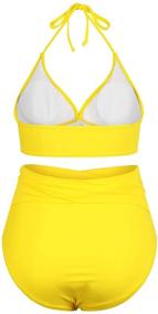 img 3 attached to Womens Pieces Swimwear Halter Swimsuits