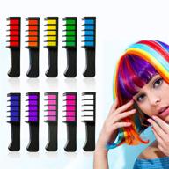 j.k-toys hair chalk for girls: a fun 10-color temporary hair color comb set for ages 3-12 - perfect birthday gift & party favor (multicolor) logo