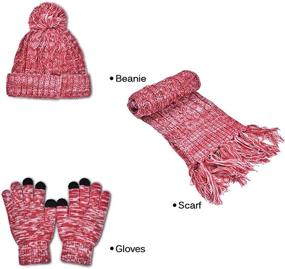 img 1 attached to 🧣 Warm & Fashionable Knitted Beanie Gloves, Scarf Winter Set for Women - DTBG 3 in 1 Warm Thick Hat, Mittens, & Cold Weather Accessories