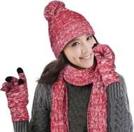 🧣 warm & fashionable knitted beanie gloves, scarf winter set for women - dtbg 3 in 1 warm thick hat, mittens, & cold weather accessories логотип