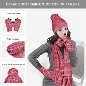 img 3 attached to 🧣 Warm & Fashionable Knitted Beanie Gloves, Scarf Winter Set for Women - DTBG 3 in 1 Warm Thick Hat, Mittens, & Cold Weather Accessories