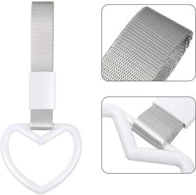 img 1 attached to 4 Pieces Tsurikawa Ring Heart-Shaped Car Hand Strap Decorative Warning Loops Rear Bumper Warning Ring For Car Interior Exterior Decoration (White)