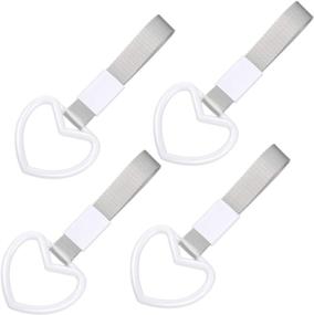 img 4 attached to 4 Pieces Tsurikawa Ring Heart-Shaped Car Hand Strap Decorative Warning Loops Rear Bumper Warning Ring For Car Interior Exterior Decoration (White)