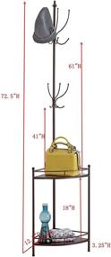 img 2 attached to 🧥 Kings Brand Furniture - Stylish Bronze Corner Coat & Hat Rack Stand with 12 Hooks and 2 Shelves for Optimal Storage