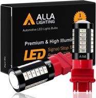 alla lighting 2800lm t25 wedge 3156 3157 led bulbs - enhance red brake stop tail lights/turn signal lamps for 3057 4057 4157 3457 3057kx 3157kx 4057kx p27/7w 3157ll - xtreme super bright 5730 33-smd bulbs for taillights logo