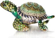 🐢 waltz&amp;f diamond turtles hinged trinket box green - hand-painted animal figurine for collection logo