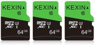 kexin 64гб микро sd карта класс 10, u3, microsdxc uhs-i c10 - карта высокой скорости (3 шт) логотип