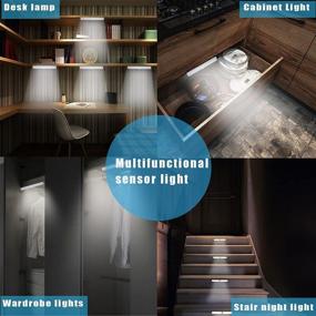 img 2 attached to Stick-On Anywhere Little Night Light Bar Battery Dimming Wireless Under Cabinet Lights 12 LED Motion Sensor Aluminum Alloy Closet Rechargeable Magnetic Cupboard Counter Wardrobe Stair Step Hallway