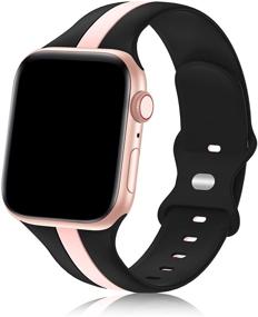 img 4 attached to 👟 Стильный и прочный дизайнерский спортивный браслет для Apple Watch Series 7/6/5/4/3/2/1/SE - черный розовый, совместимый с браслетами iWatch 38 мм 40 мм 41 мм для мужчин и женщин.