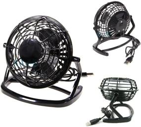 img 1 attached to Compact USB Desktop Fan: Portable Mini Air Cooling Silent for PC Laptop Notebook - Black