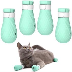 img 4 attached to 🐾 ASOCEA Anti-Scratch Cat Foot Shoes - Silicone Pet Grooming Scratching Restraint Booties for Home Bathing, Shaving, and Treatment - 4 PCS