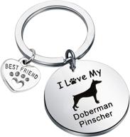 🐾 fustmw doberman pinscher gifts - love my doberman pinscher keychain, dog trainer & owner jewelry, animal lover gift, dog rescue logo