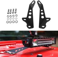 alavente jeep wrangler jk hood light bar mount kit for 2007-2017 (2dr) / jku (4dr), 22" straight light bar hood mount brackets (pair, black) logo