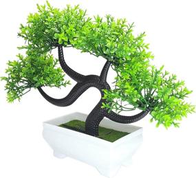 img 1 attached to 🌿 Rumor Flowers: Small Artificial Bonsai Tree for Bedroom and Farmhouse Bathroom Decor - 9.5 x 8.5 inch (Green)