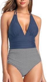 img 3 attached to Holipick Swimsuit Striped Monokini Bathing Women's Clothing in Swimsuits & Cover Ups