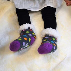 img 1 attached to 🧦 Pudus Cozy Kids & Toddler Slipper Socks: Non-Slip Grippers & Warm Fleece Lining