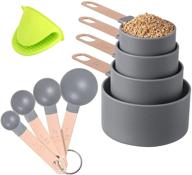 🥄 kitchen essentials: 8 pack measuring spoons and cups set - stainless steel for dry & liquid ingredients (grey) logo