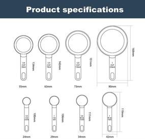 img 3 attached to 🥄 Kitchen Essentials: 8 Pack Measuring Spoons and Cups Set - Stainless Steel for Dry & Liquid Ingredients (Grey)