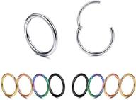 🔗 versatile stainless steel nose rings and hoop earring set – besteel 10pcs 18g hinged clicker collection for women, men: septum, cartilage, tragus, sleeper, conch piercing – sizes 8-12mm logo