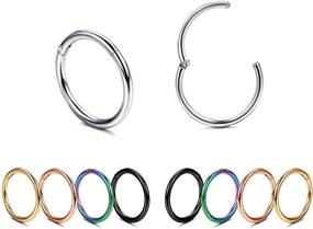 img 4 attached to 🔗 Versatile Stainless Steel Nose Rings and Hoop Earring Set – Besteel 10pcs 18G Hinged Clicker Collection for Women, Men: Septum, Cartilage, Tragus, Sleeper, Conch Piercing – Sizes 8-12MM