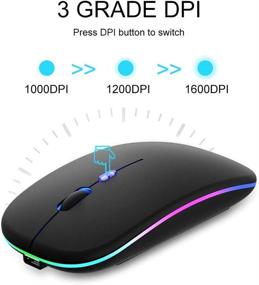 img 3 attached to 🖱️ Rechargeable LED Bluetooth 5.1 Mouse for Laptop - Silent & Portable 2.4G Wireless Bluetooth Mouse with USB - Slim Optical Mouse with 3 Adjustable DPI for PC, Laptop, Notebook, Computer