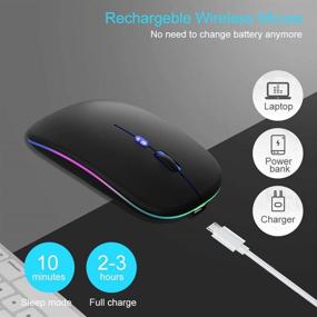 img 2 attached to 🖱️ Rechargeable LED Bluetooth 5.1 Mouse for Laptop - Silent & Portable 2.4G Wireless Bluetooth Mouse with USB - Slim Optical Mouse with 3 Adjustable DPI for PC, Laptop, Notebook, Computer