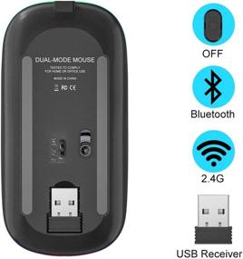 img 1 attached to 🖱️ Rechargeable LED Bluetooth 5.1 Mouse for Laptop - Silent & Portable 2.4G Wireless Bluetooth Mouse with USB - Slim Optical Mouse with 3 Adjustable DPI for PC, Laptop, Notebook, Computer
