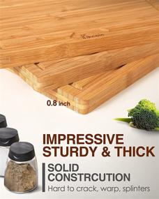 img 2 attached to 🎋 Premium Bamboo Cutting Board Set - Heavy Duty Chopping Boards with Juice Groove, Butcher Block and Carving Tray - Kikcoin