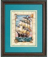 dimensions gold collection voyage at sea counted cross stitch kit, 18 count ivory aida, 5'' x 7'' logo