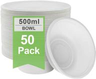 🌱 go-green eco-friendly compostable sugarcane fiber disposable bowl (50-pack), 17oz-500ml logo