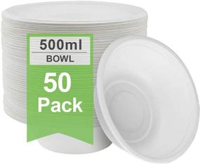 img 4 attached to 🌱 Go-Green Eco-Friendly Compostable Sugarcane Fiber Disposable Bowl (50-Pack), 17oz-500ml