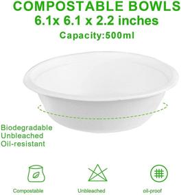 img 3 attached to 🌱 Go-Green Eco-Friendly Compostable Sugarcane Fiber Disposable Bowl (50-Pack), 17oz-500ml