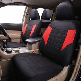img 1 attached to 🚗 CAR PASS 6PCS Super Universal Fit Front Car Seat Covers Set Package - Black/Gray, Airbag Compatible with Composite Sponge Interior