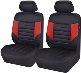 img 4 attached to 🚗 CAR PASS 6PCS Super Universal Fit Front Car Seat Covers Set Package - Black/Gray, Airbag Compatible with Composite Sponge Interior