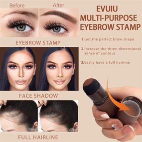 img 2 attached to Набор для бровей EVUIU Eyebrow Stamp Stencil Kit - Ultimate Brow Shaping Kit с 10 стилями водостойких шаблонов для бровей в темно-коричневом цвете - простое решение для создания бровей с помощью одного шага.