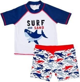 img 4 attached to 👦 Nixlepus Toddler Boy Swim Set: Short Sleeve Fun in the Sun!