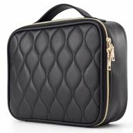 ✨ classic black mountain: stylish leather travel makeup bag for women - large cosmetic bag & brush organizer logo