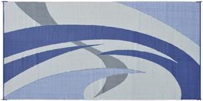 img 2 attached to Blue/Grey Reversible RV Patio Mat - 9-Feet x 18-Feet - Reversible Mats 159183