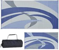 blue/grey reversible rv patio mat - 9-feet x 18-feet - reversible mats 159183 logo