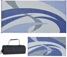 img 4 attached to Blue/Grey Reversible RV Patio Mat - 9-Feet x 18-Feet - Reversible Mats 159183